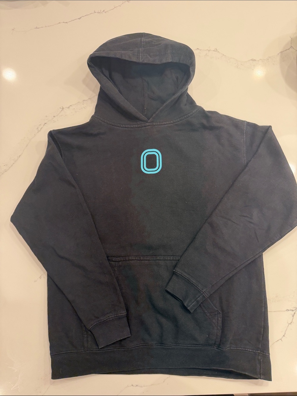 Kids Black Hoodie with Teal Logo